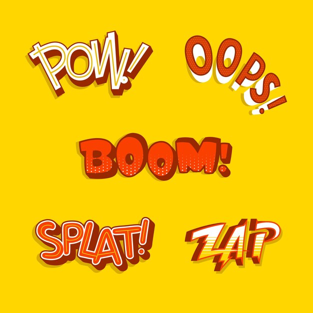 Onomatopoeias lettering collection in retro style