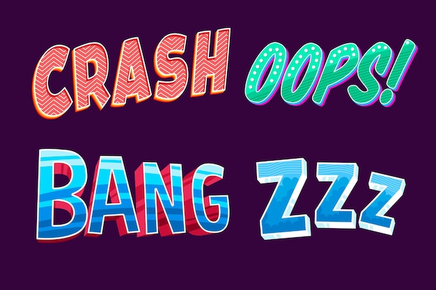 Free vector onomatopoeias lettering collection