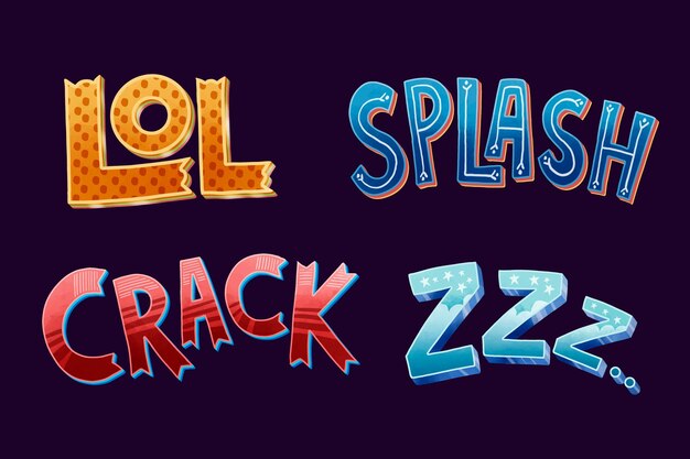 Onomatopoeias lettering set