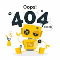 Free vector oops! 404 error with a broken robot concept illustration