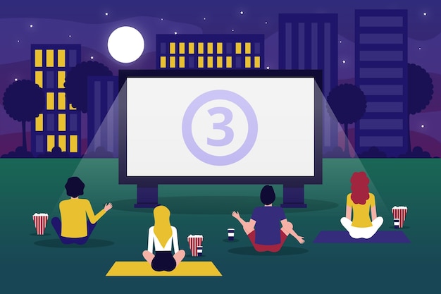 Free vector open air cinema concept