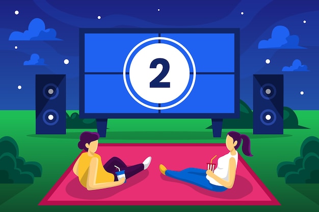 Free vector open air cinema concept