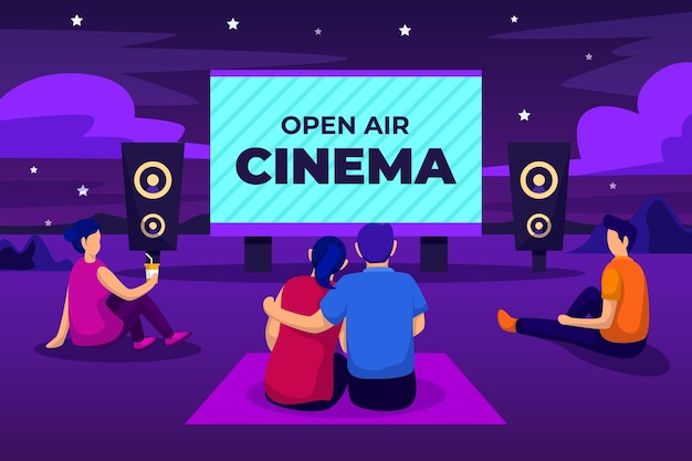 Open air cinema illustration