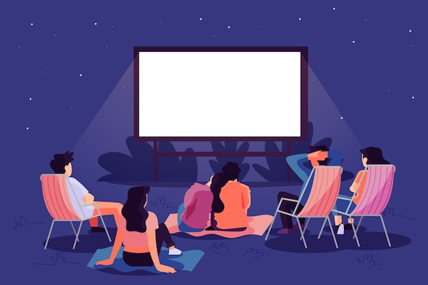 Free vector open air cinema illustration