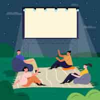 Free vector open air cinema illustration