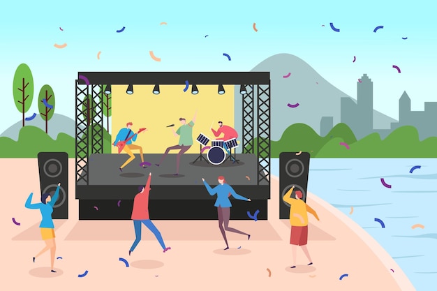 Free vector open air concert illustration