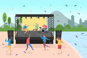 Free vector open air concert illustration