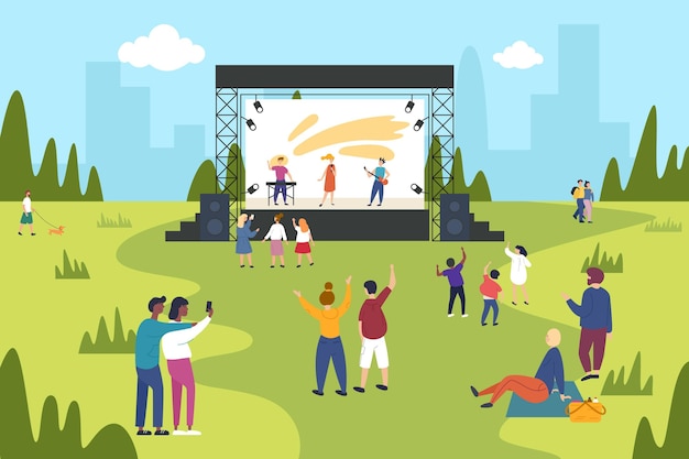 Free vector open air concert illustration