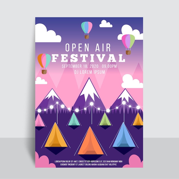 Free vector open air music festival poster design