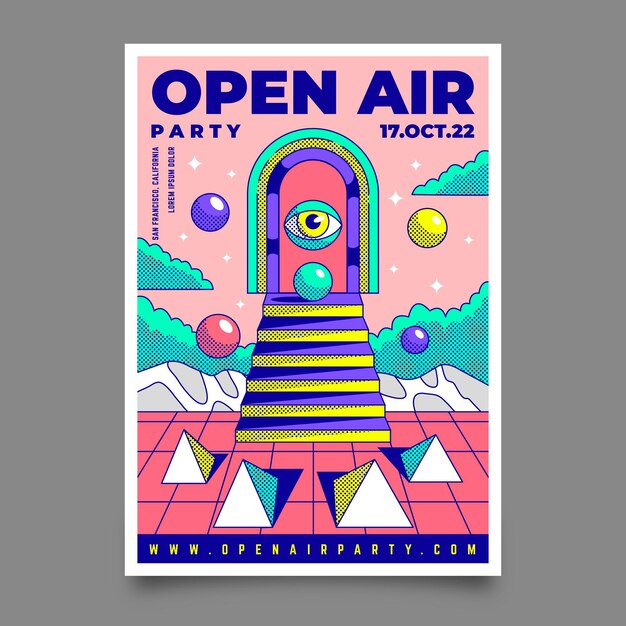 Free vector open air music festival poster template