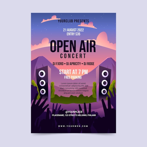 Free vector open air music festival poster