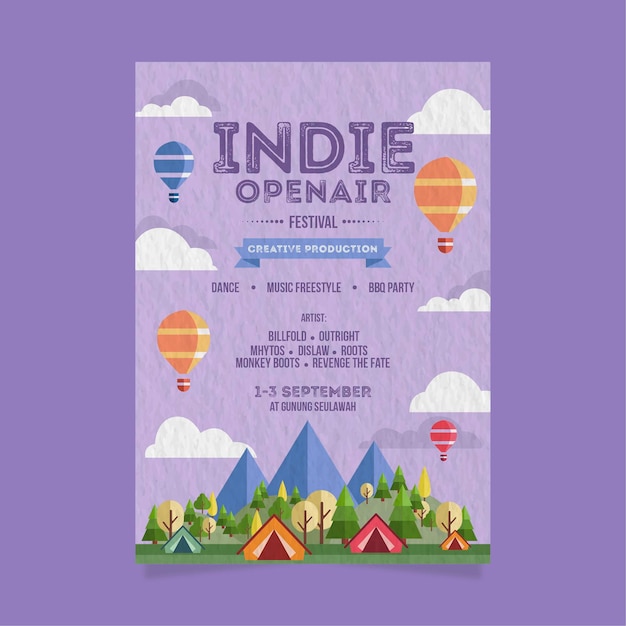 Free vector open air music festival poster