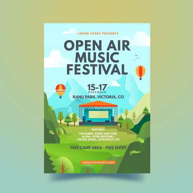 Free vector open air music festival poster