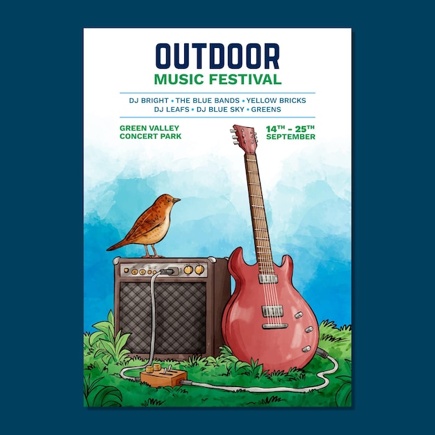 Free vector open air music festival poster