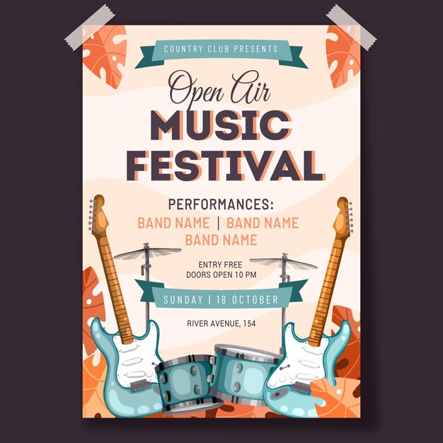 Free vector open air music festival poster