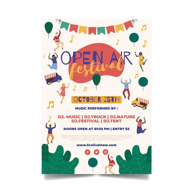 Open air music festival template flyer