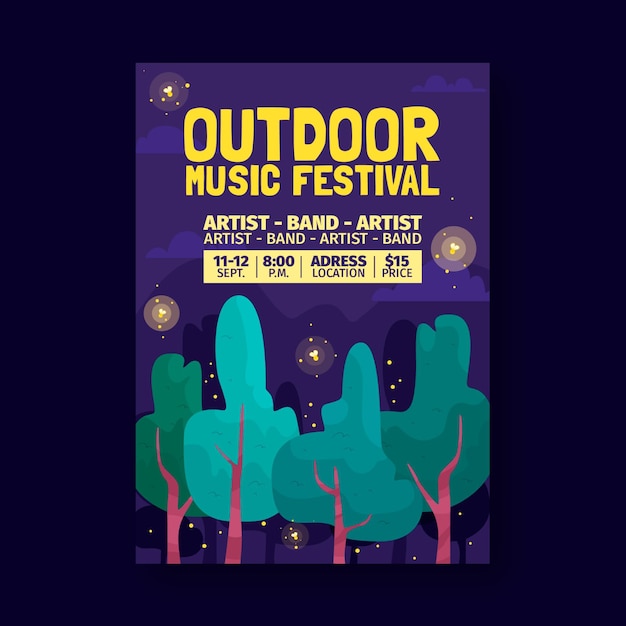 Free vector open air party poster design