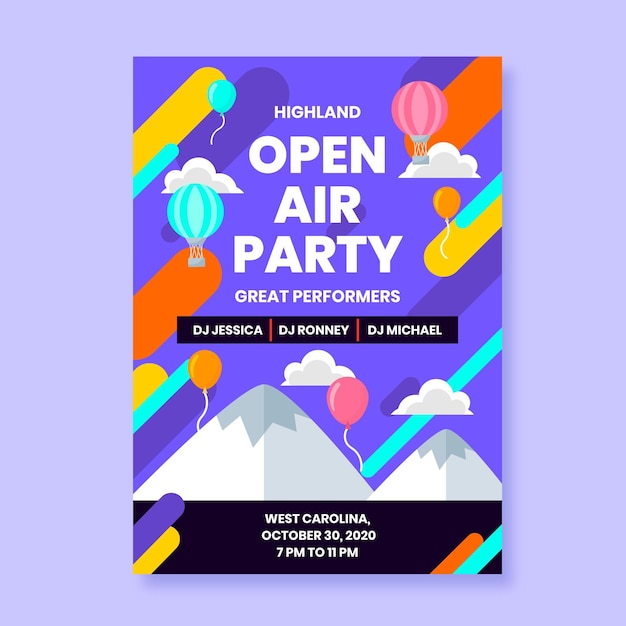 Free vector open air party poster design