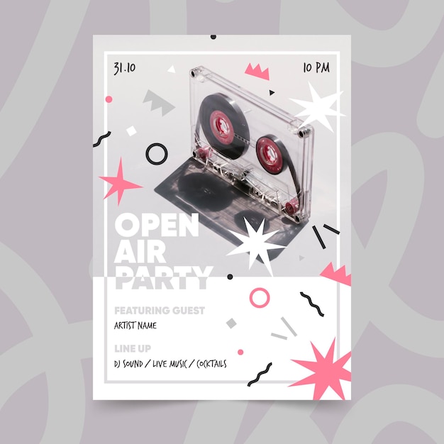 Free vector open air party poster template