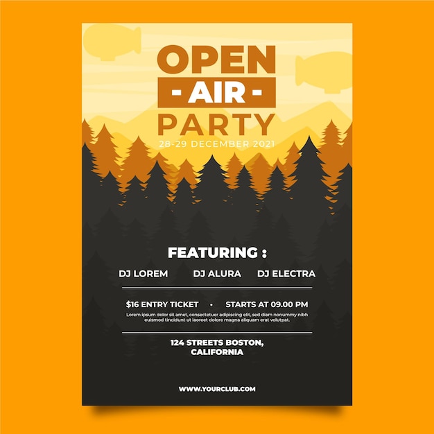 Free vector open air party poster template