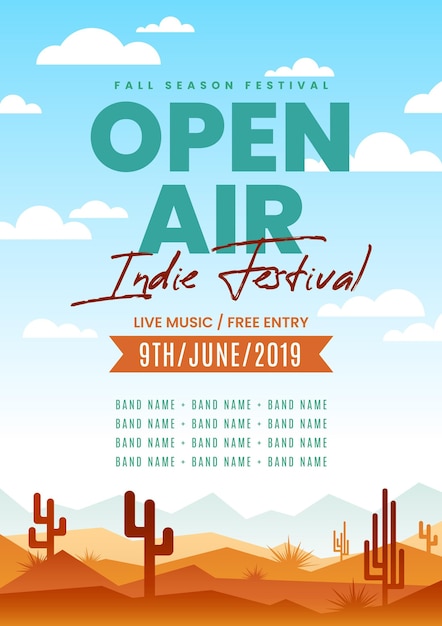 Free vector open air party poster template