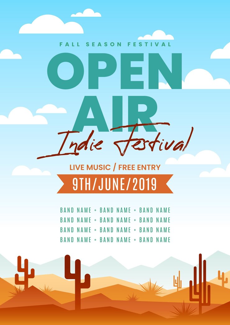 Free Vector open air party poster template