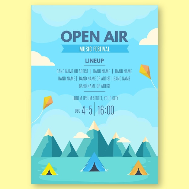 Free vector open air party poster template