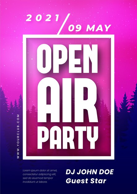 Open air party poster template