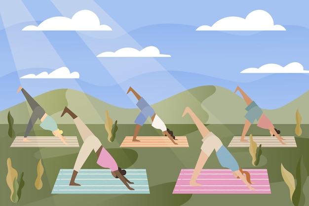 Open air yoga class concept