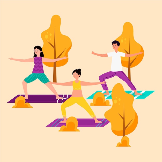 Free vector open air yoga class