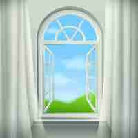 Free vector open arched window background