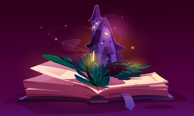 Бесплатное векторное изображение Откройте книгу сказки о приключениях, чтобы прочитать малышу
