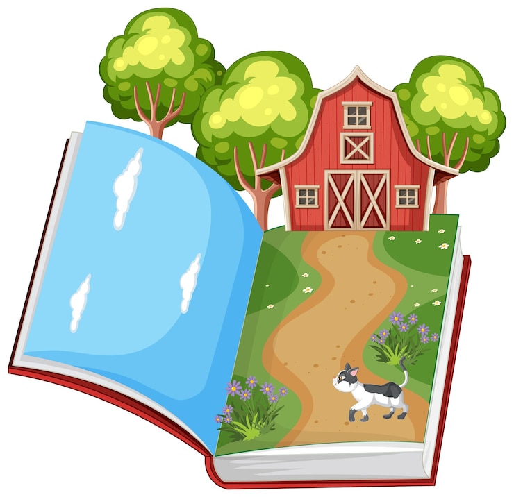मुफ़्त वेक्टर open book with farm scene