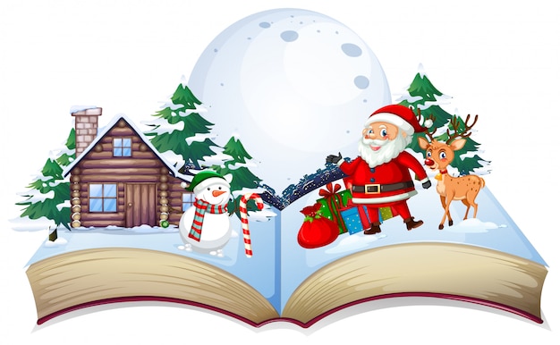 Open book Xmas theme