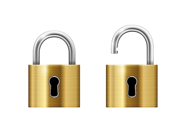 Free vector open and closed padlocks with keyhole isolated