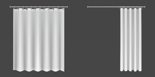 Открытые и закрытые белые занавески для душа