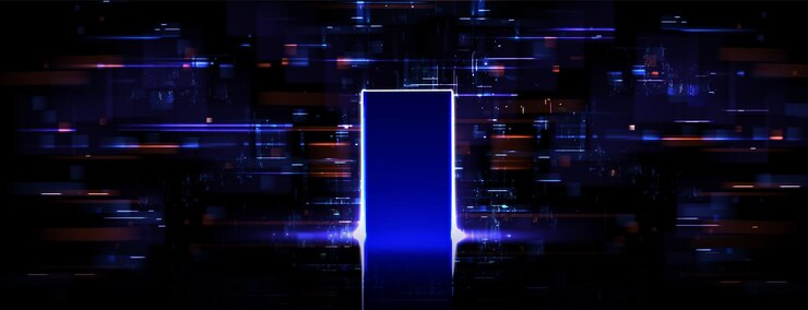 Free Vector open door on blue red glitch background