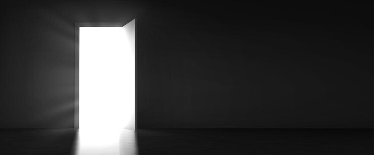 Free Vector open door with light glow discovery opportunity