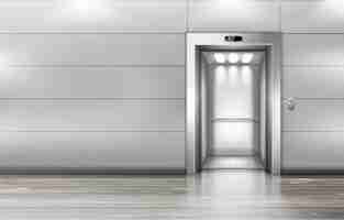 Free vector open elevator doors in modern office hallway