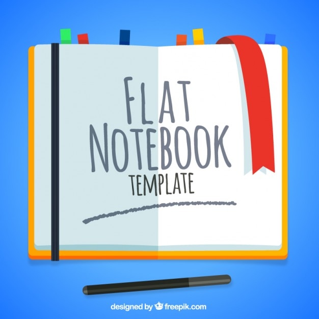 Free vector open flat notebook with bookmarks