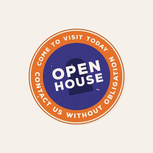 Free vector open house label contact us