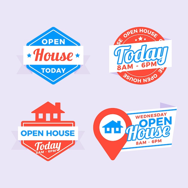 Free vector open house label pack