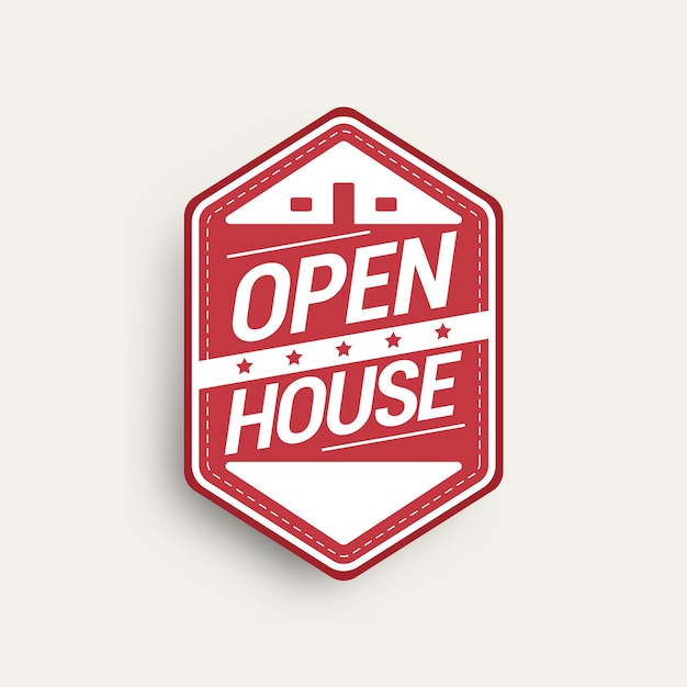 Open house label realistic design