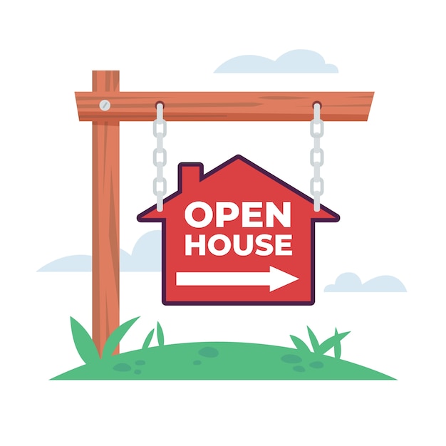 Free vector open house label theme