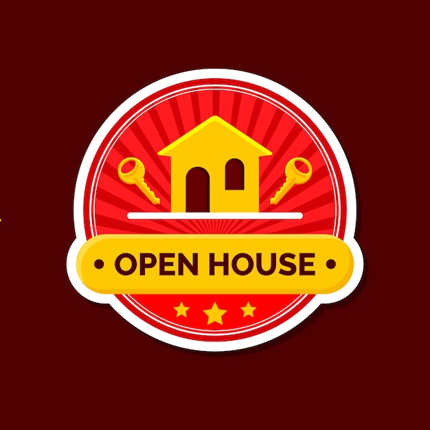 Free vector open house label with keys