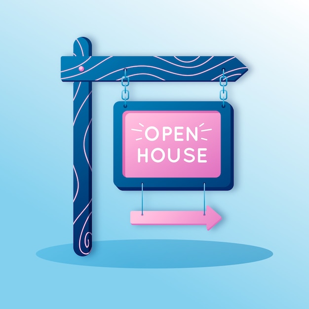 Free vector open house real estate sign style