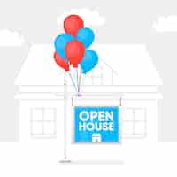 Free vector open house sign concept