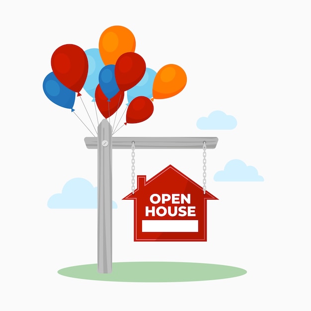 Бесплатное векторное изображение Концепция знака открытого дома