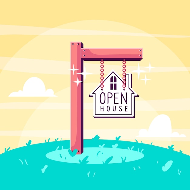 Free vector open house sign concept