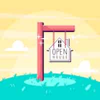 Free vector open house sign concept